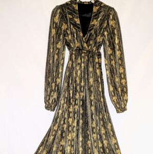 Vintage floor length gold and black dress